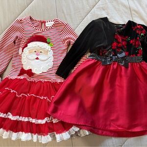 Rare Editions Red and White Santa Stripe Tutu Dress